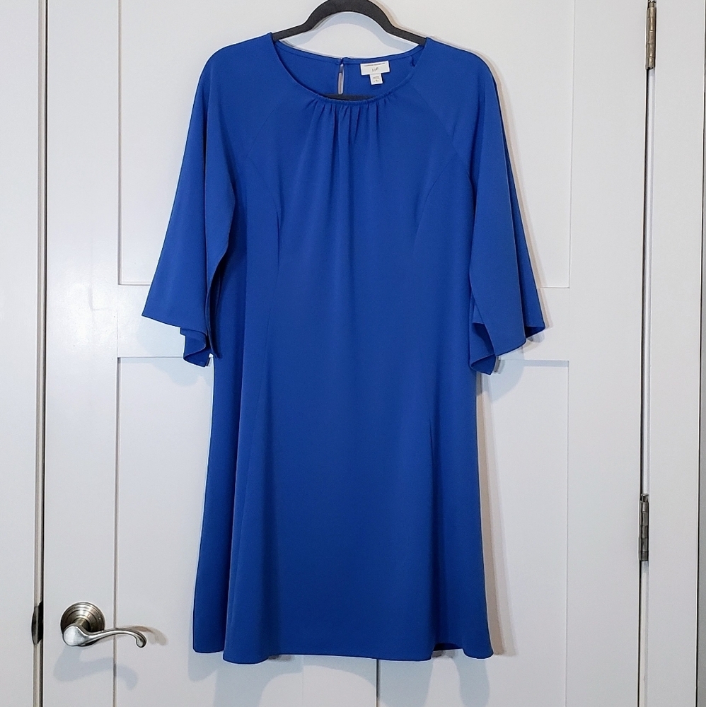 J.Jill For Christian Siriano Blue Midi Dress W/Stretch Sz Medium Petite MP